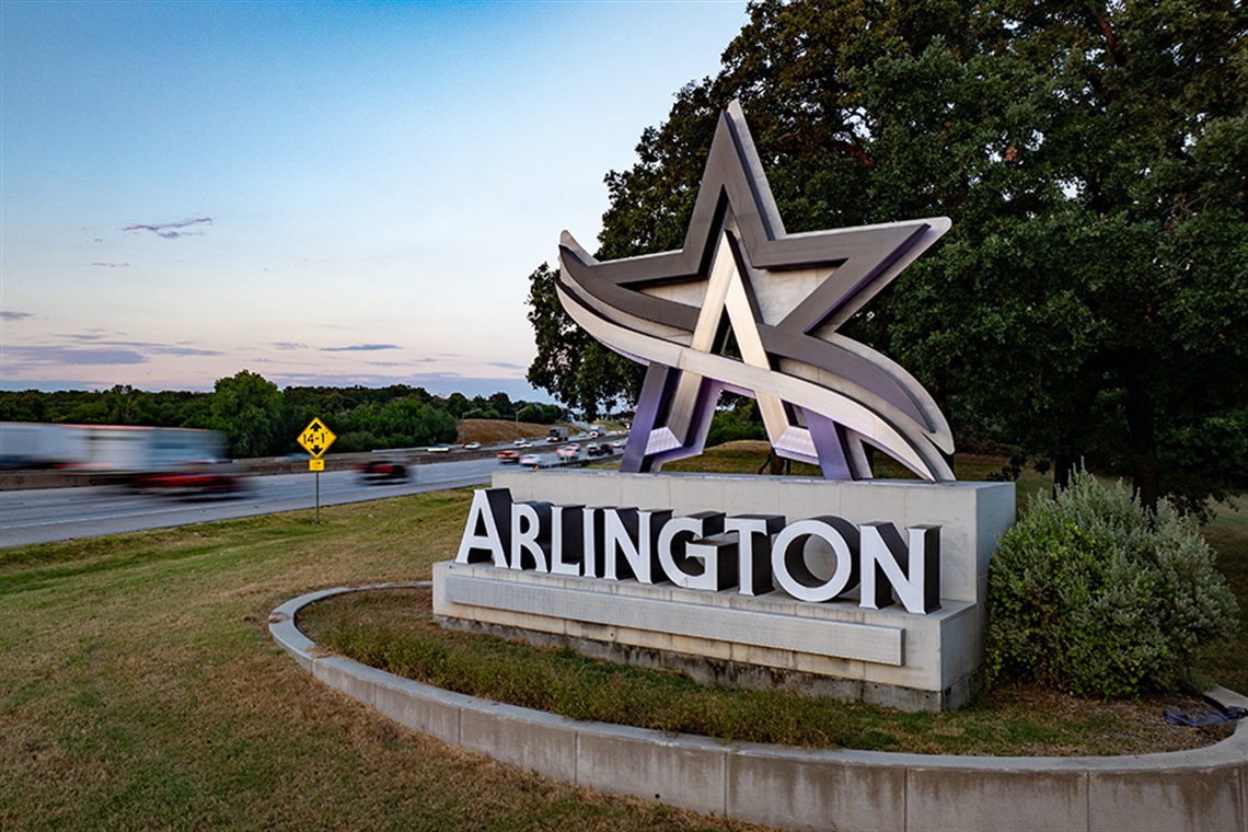 Arlington, Texas landmark view near residential districts
