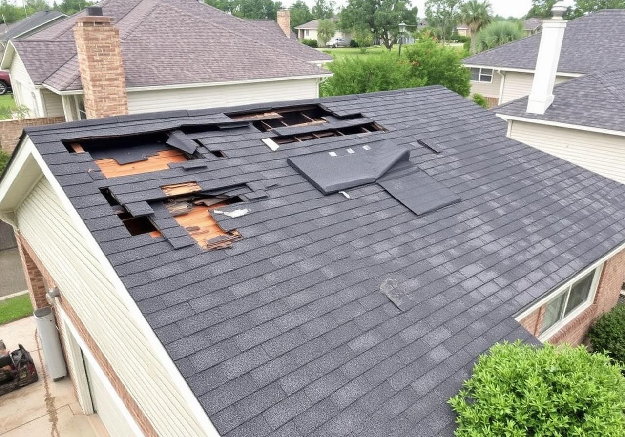 Damaged shingles documented during a Max Exteriors roof inspection